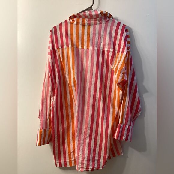 Beach Riot Alexa Top Sunset Stripes Multicolor Pink Orange Bikini Swimwear - Picture 11 of 13